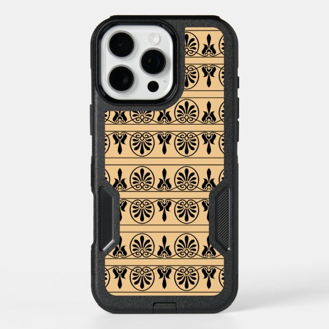 Greek Arabesque Mediterranean Pattern Brown Otterbox iPhone Case (Back)