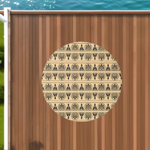 Greek Arabesque Mediterranean Pattern Brown Outdoor Rug