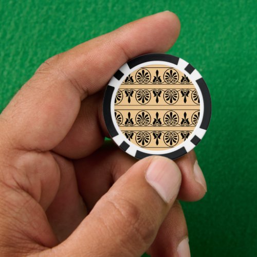 Greek Arabesque Mediterranean Pattern Brown Poker Chips