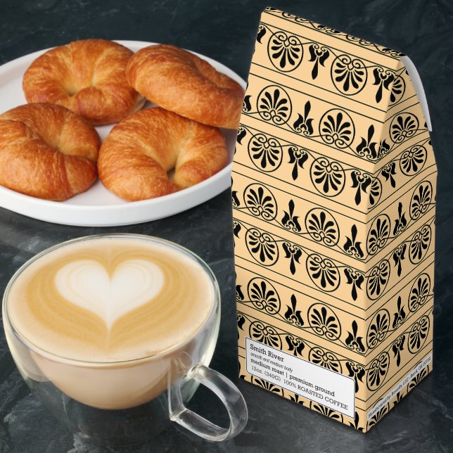 Greek Arabesque Mediterranean Pattern Brown Roasted Coffee (Breakfast)