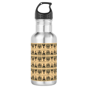 Greek Arabesque Mediterranean Pattern Brown Stainless Steel Water Bottle