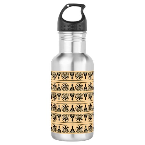 Greek Arabesque Mediterranean Pattern Brown Stainless Steel Water Bottle