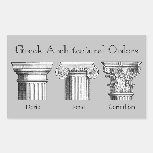 Greek Architectural Orders: Column Capitals Rectangular Sticker (Front)