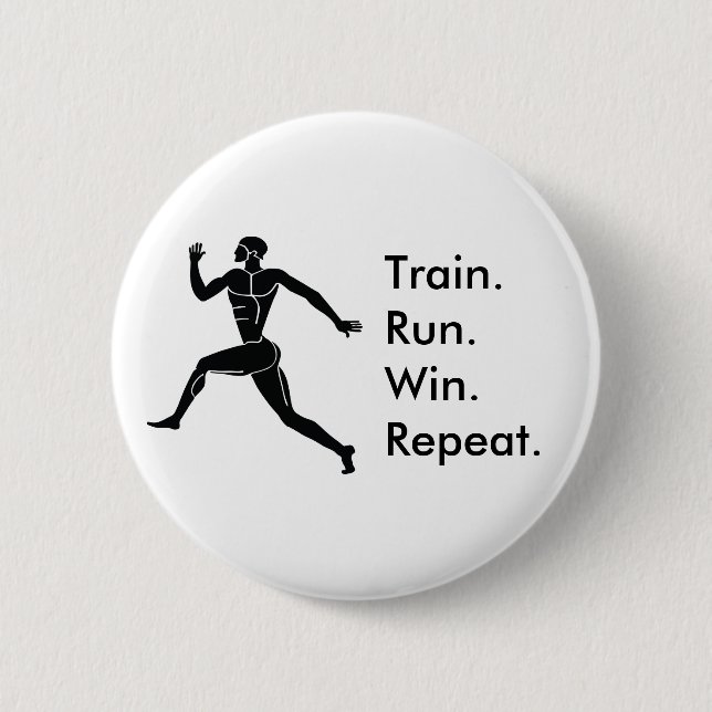 Greek Athlete Running Winning Formula Button (Front)