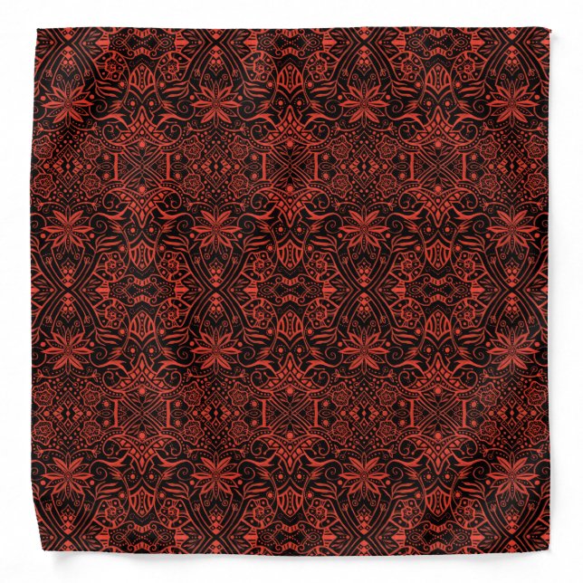 Greek Baroque Arabesque Pattern Black Terracotta Bandana (Front)