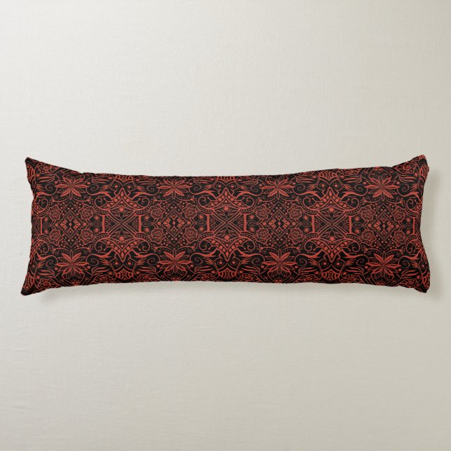 Greek Baroque Arabesque Pattern Black Terracotta Body Pillow (Front)