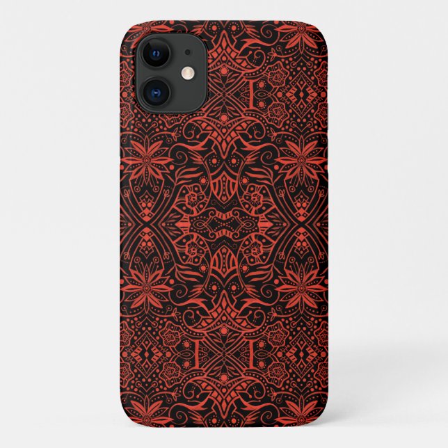 Greek Baroque Arabesque Pattern Black Terracotta Case-Mate iPhone Case (Back)