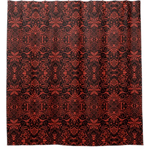 Greek Baroque Bohemian Arabesque Pattern Terracota Shower Curtain