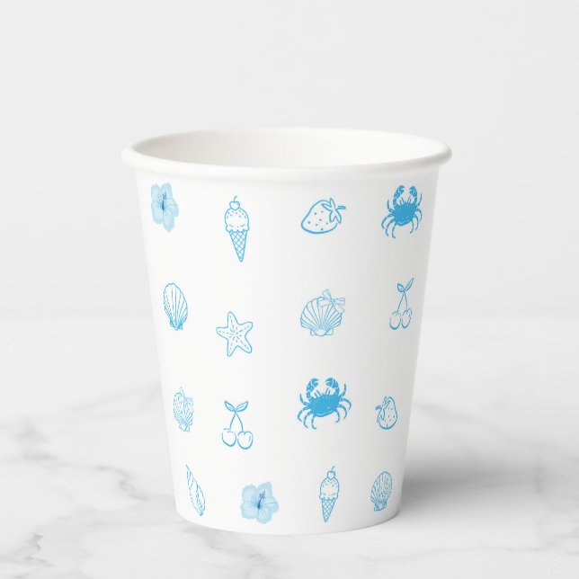  Greek Beach Minimalist Paper Cups (Front)