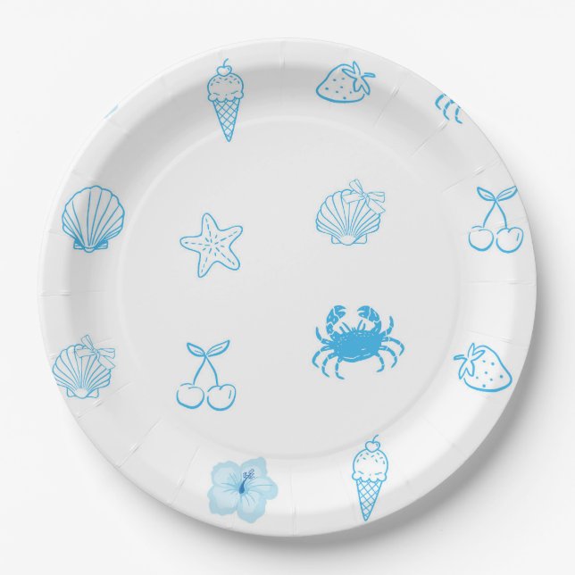 Greek Beach Minimalist Paper Plates (Front)