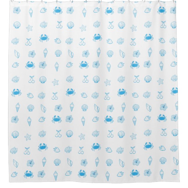 Greek Beach Minimalist Shower Curtain (Front)