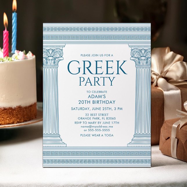 Greek birthday party postcard (Creator Uploaded)