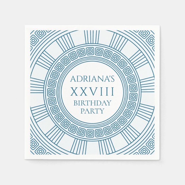 Greek birthday party with blue pattern napkins (Front)
