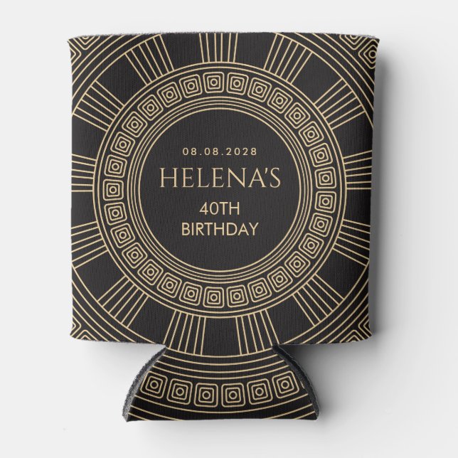 Greek birthday party with CUSTOM COLORS Can Cooler (Front)