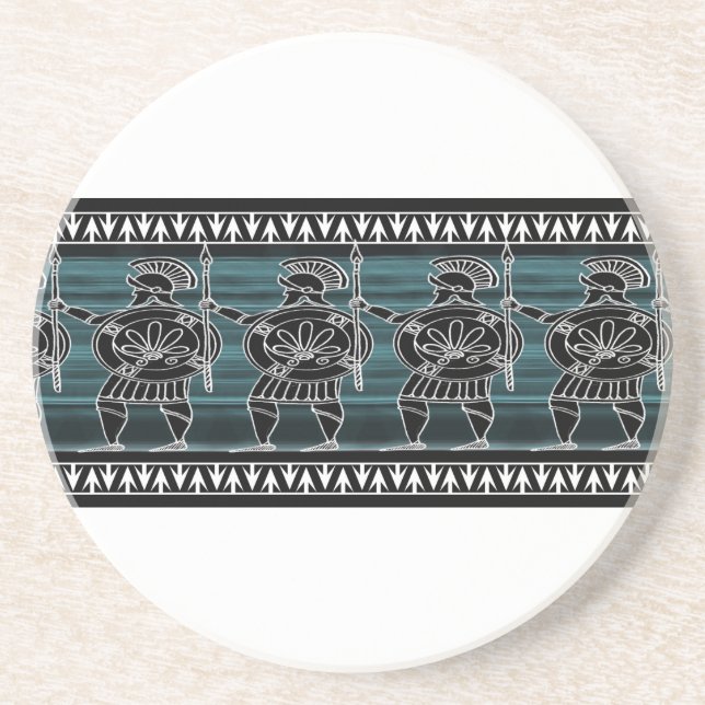 Greek Black Figure Guard Coaster (Front)