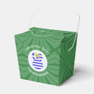 Greek Blonde Angel Christmas Flag Personalized Favor Boxes