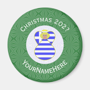 Greek Blonde Angel Christmas Flag Personalized Magnet
