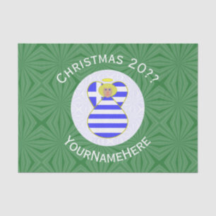 Greek Blonde Angel Christmas Flag Personalized Tissue Paper