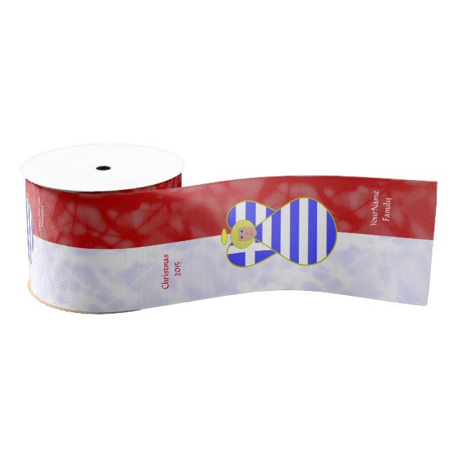 Greek Blonde Angel Flag Red and White Personalized Grosgrain Ribbon (Spool)