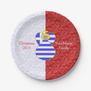Greek Blonde Angel Flag Red and White Personalized Paper Plates