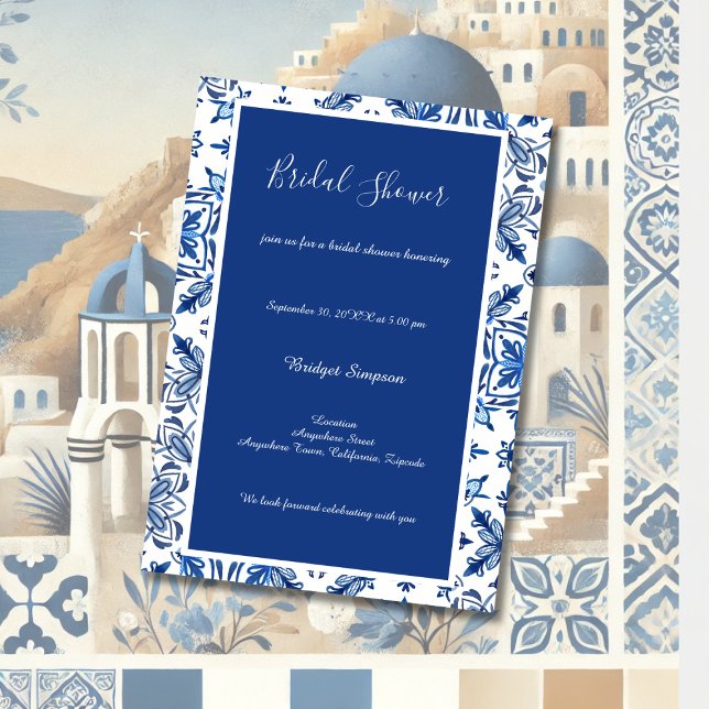 Greek Blue and White Bridal Shower Invitation (Creator Uploaded)