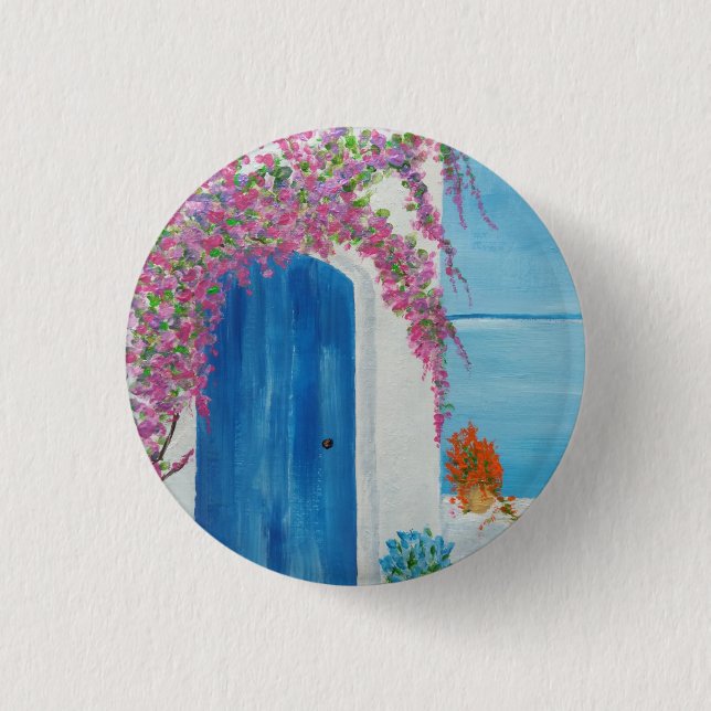 Greek Blue Door Button (Front)