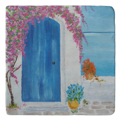 Greek Blue Door Trivet
