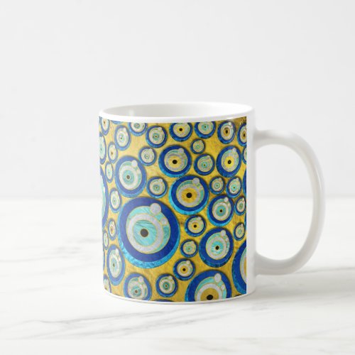 Greek Blue Glass Evil Eye Amulet Pattern Coffee Mug