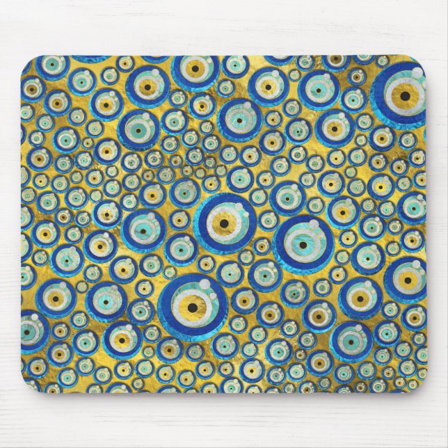 Greek Blue Glass Evil Eye Amulet Pattern Mouse Pad (Front)