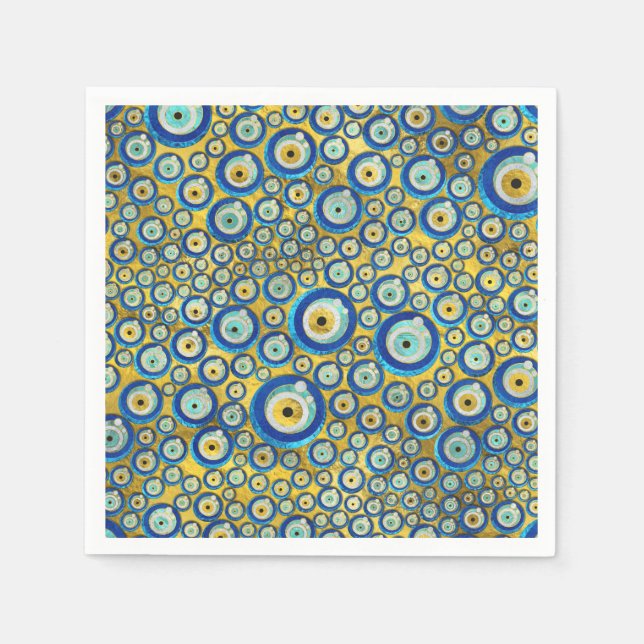 Greek Blue Glass Evil Eye Amulet Pattern Napkins (Front)