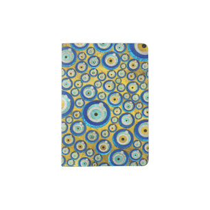 Greek Blue Glass Evil Eye Amulet Pattern Passport Holder