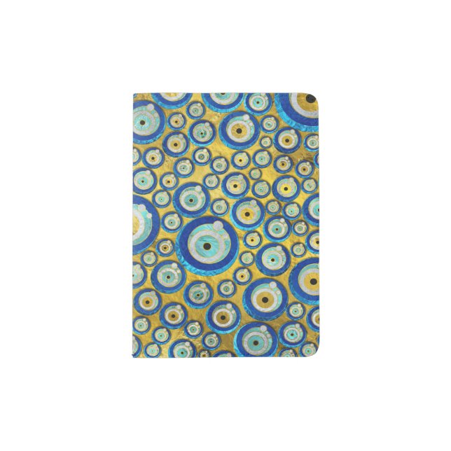 Greek Blue Glass Evil Eye Amulet Pattern Passport Holder (Front)