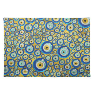Greek Blue Glass Evil Eye Amulet Pattern Placemat