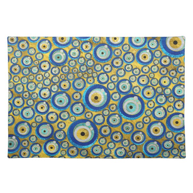 Greek Blue Glass Evil Eye Amulet Pattern Placemat (Front)