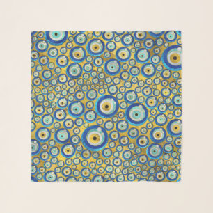 Greek Blue Glass Evil Eye Amulet Pattern Scarf