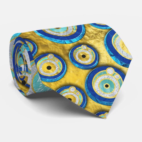 Greek Blue Glass Evil Eye Amulet Pattern Tie