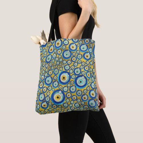 Greek Blue Glass Evil Eye Amulet Pattern Tote Bag