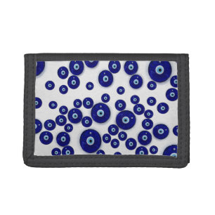Greek Blue Glass Evil Eye Amulet Tri-fold Wallet