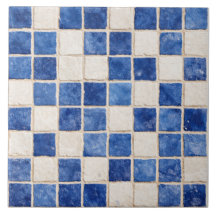 Greek Blue Mosaic Squares Ceramic Tile 
