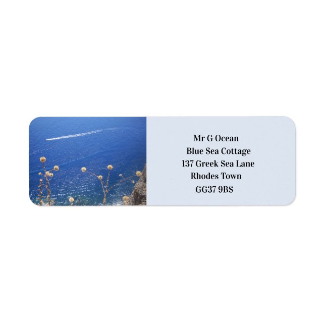 Greek Blue Sea Return Address Label (Front)