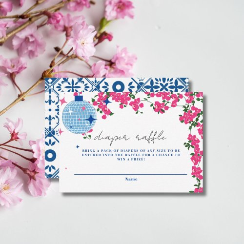 Greek Bougainvillea baby shower Diaper Raffle Enclosure Card