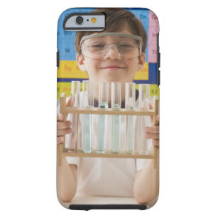 Greek boy holding rack of test tubes tough iPhone 6 case