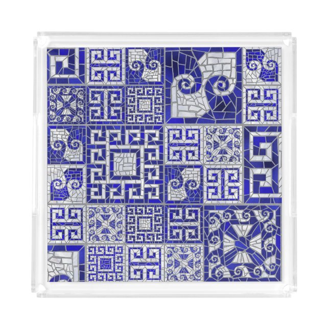 Greek Broken Tile Mosaic Art  Acrylic Tray (Front)