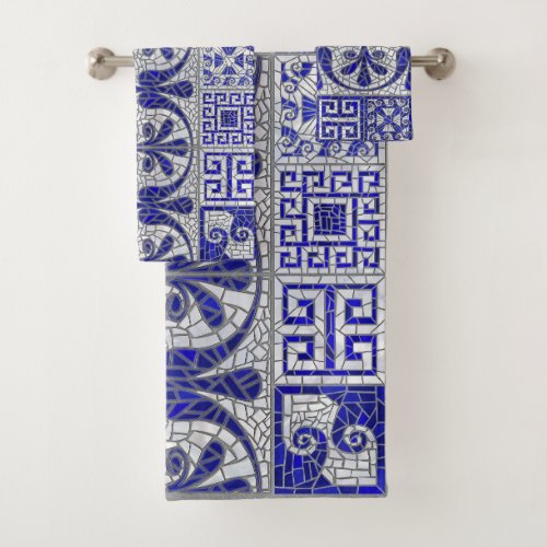 Greek Broken Tile Mosaic Art  Bath Towel Set