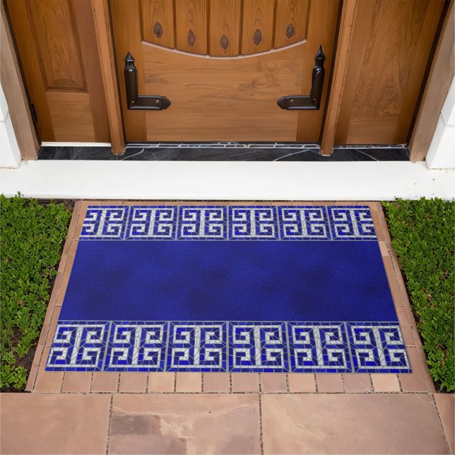Greek Broken Tile Mosaic Art Border Doormat (Outdoor)