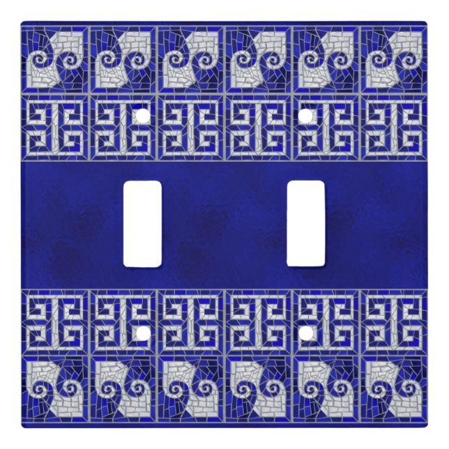 Greek Broken Tile Mosaic Art Border Light Switch Cover (Front)