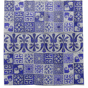 Greek Broken Tile Mosaic Art  Shower Curtain
