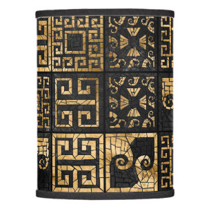 Greek Broken Tile Mosaic Black and gold Lamp Shade