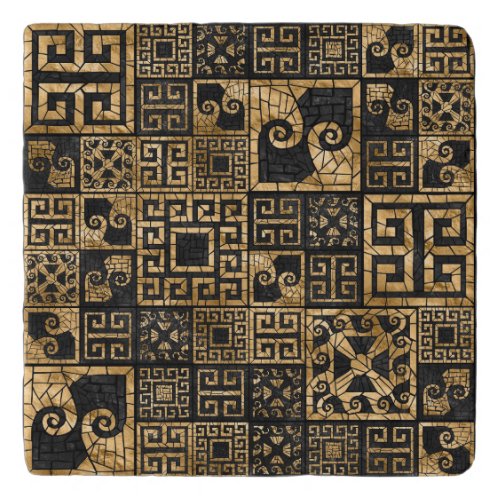 Greek Broken Tile Mosaic Black and gold Trivet
