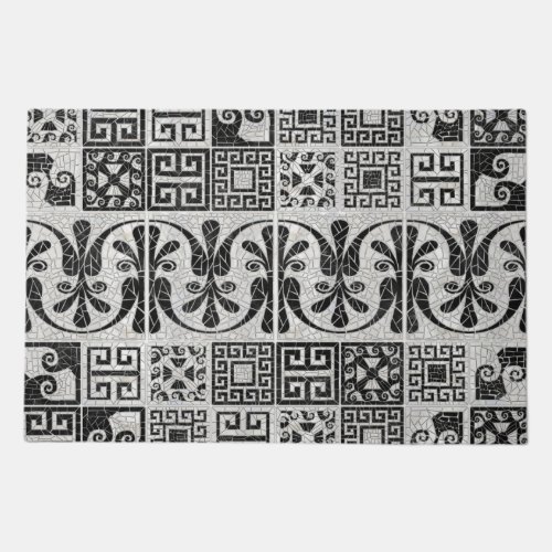 Greek Broken Tile Mosaic Black Marble Doormat